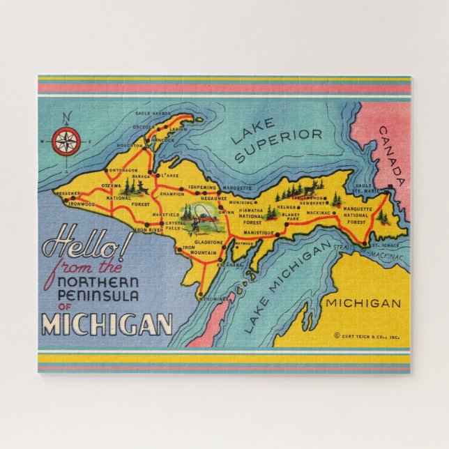 Michigan's Northern Peninsula Map  Jigsaw Puzzle (Horizontal)