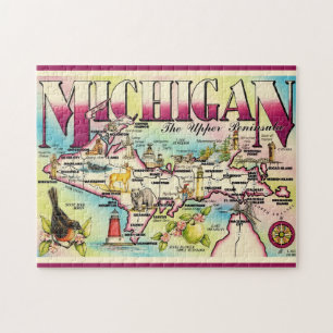 Michigan's Upper Peninsula Map Jigsaw Puzzle