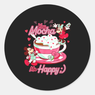 Mickey Amp Minnie Valentines Day You Mocha Me H Classic Round Sticker
