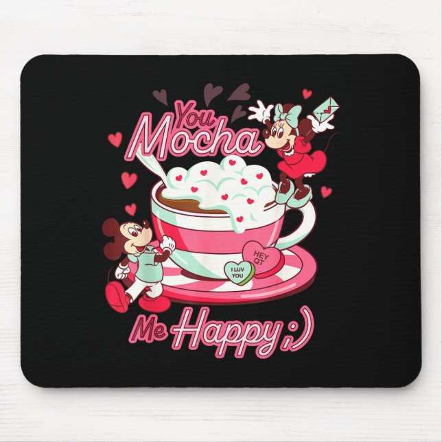 Mickey &amp; Minnie Valentine's Day You Mocha Me H Mouse Pad (Front)
