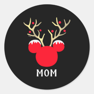 Mickey Family Christmas Mom Classic Round Sticker