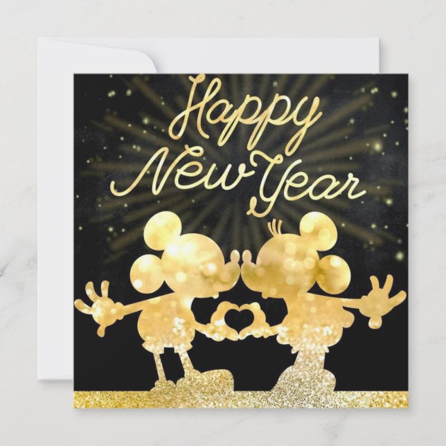 Mickey gold Flat Holiday Card (Front)