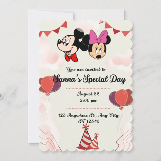 Mickey Kids birthday invitation (Front)