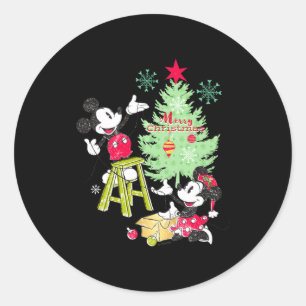 Mickey Minnie Clic Christmas Tree Classic Round Sticker