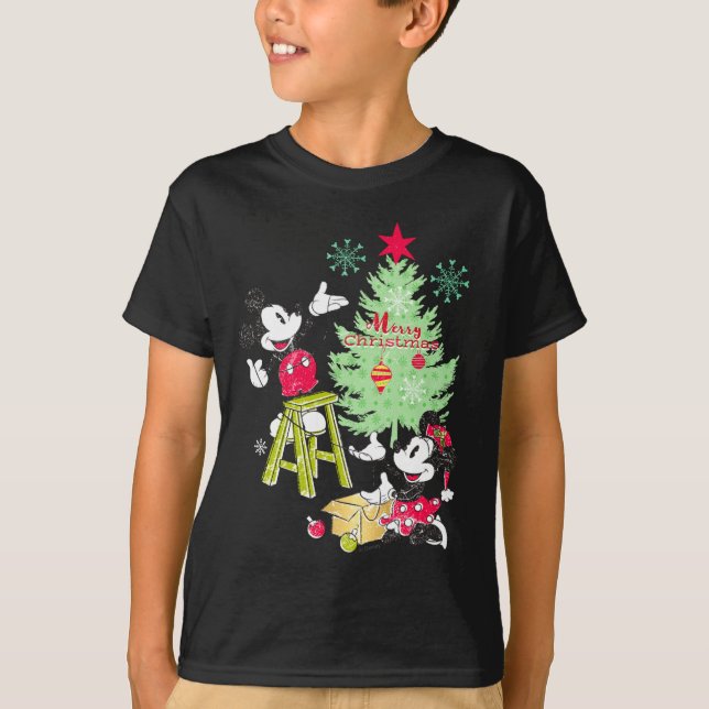 Mickey Minnie Clic Christmas Tree  T-Shirt (Front)