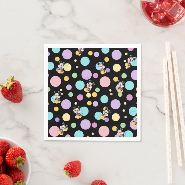 Mickey Mouse Polka Dot  black Baby Shower Napkin (Insitu)