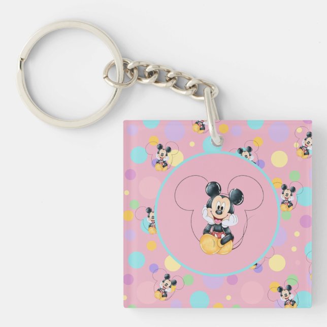 Mickey Mouse Polka Dot  red Baby Shower Key Ring (Front)