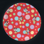 Mickey Mouse Polka Dot  red Baby Shower Paper Plate<br><div class="desc">This fun and playful design features a repeating pattern of colorful polka dots on a black background, combined with cute Mickey Mouse illustrations. The bright pastel circles create a cheerful and lively look, making it perfect for kids’ products, birthday party items, wrapping paper, and fun accessories. A great choice for...</div>