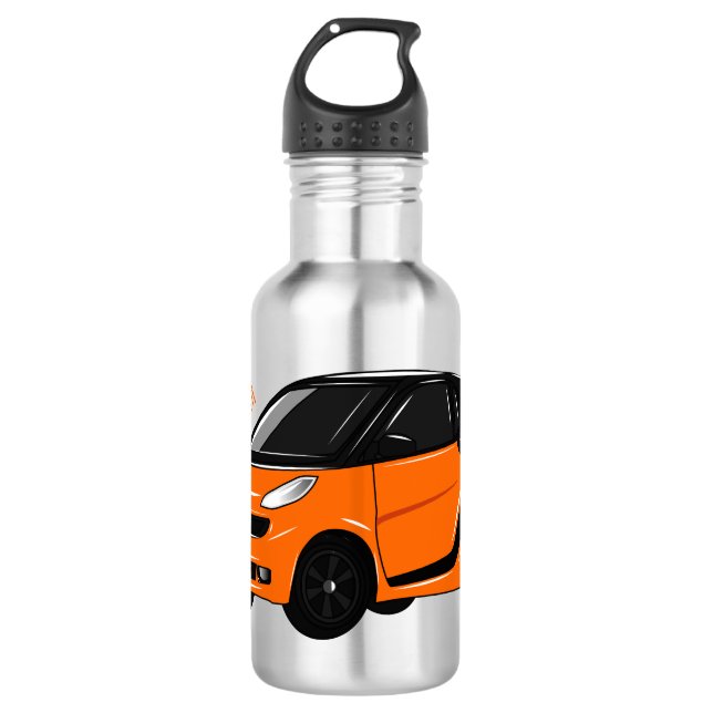 Micro car cartoon illustration 532 ml water bottle (Front)
