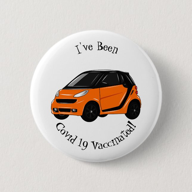 Micro car cartoon illustration 6 cm round badge (Front)