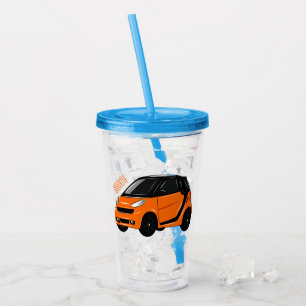 Micro car cartoon illustration acrylic tumbler