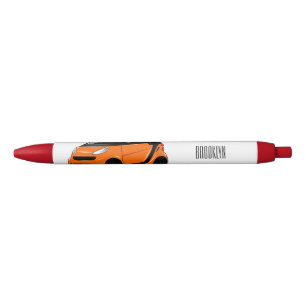 Micro car cartoon illustration black ink pen