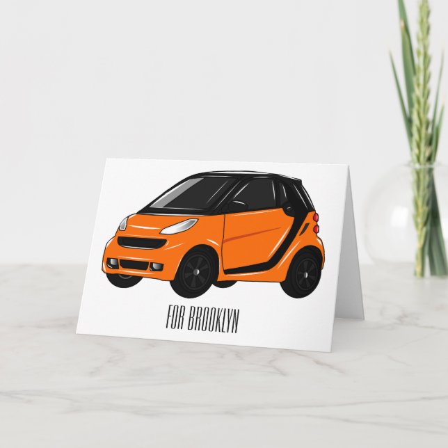 Micro car cartoon illustration card (Front)