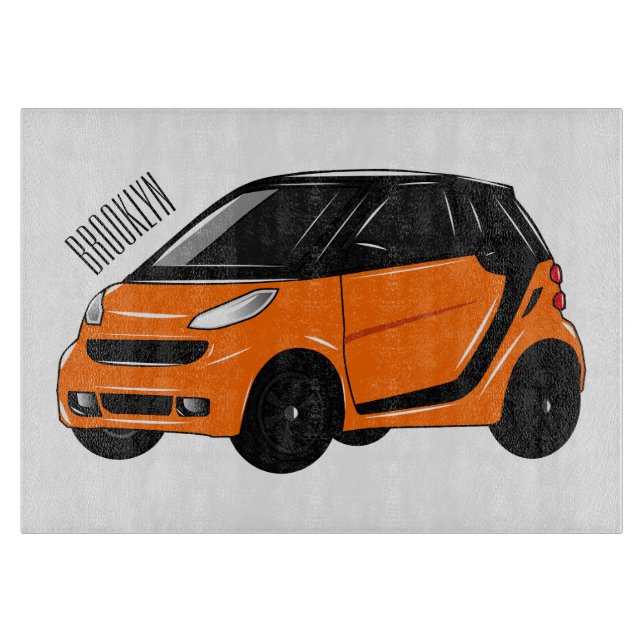 Micro car cartoon illustration cutting board (Front)