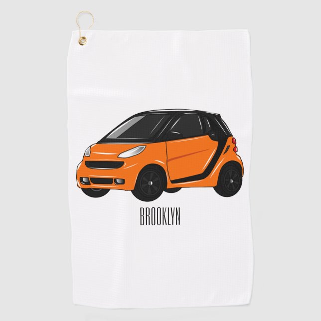 Micro car cartoon illustration golf towel (Front)