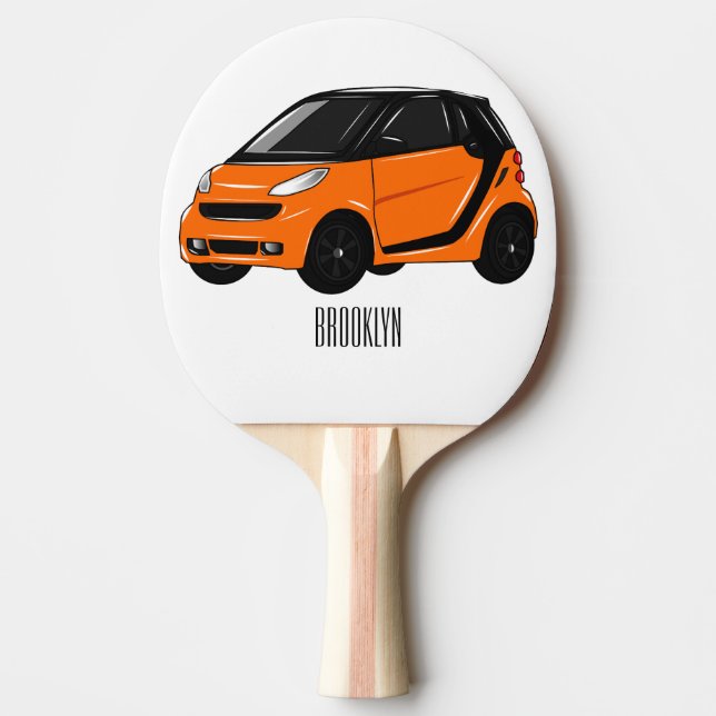Micro car cartoon illustration ping pong paddle (Front)