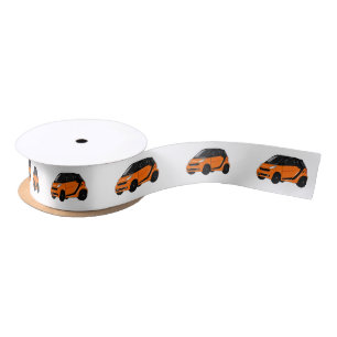 Micro car cartoon illustration satin ribbon