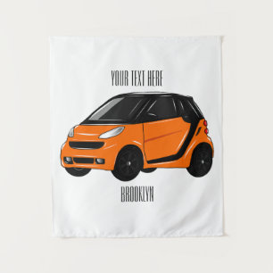 Micro car cartoon illustration tapestry
