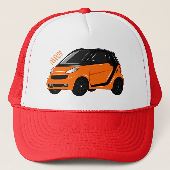 Micro car cartoon illustration trucker hat (Front)