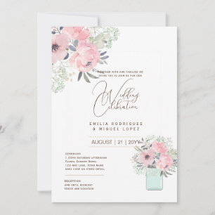 Micro Garden Wedding Theme Pretty Floral Summer Invitation