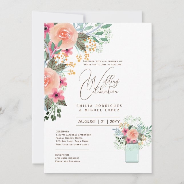 Micro Garden Wedding Theme Pretty Floral Summer  Invitation (Front)