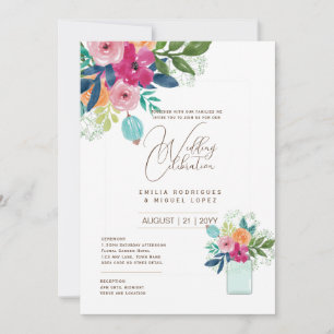 Micro Garden Wedding Theme Pretty Floral Summer Invitation