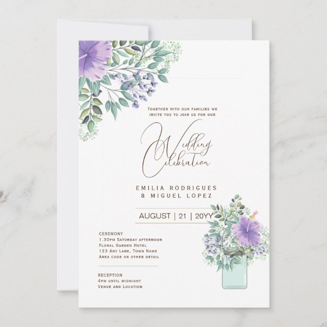 Micro Garden Wedding Theme Pretty Floral Summer  Invitation (Front)
