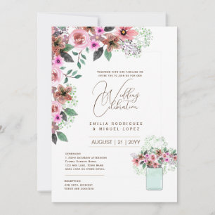 Micro Garden Wedding Theme Pretty Floral Summer Invitation