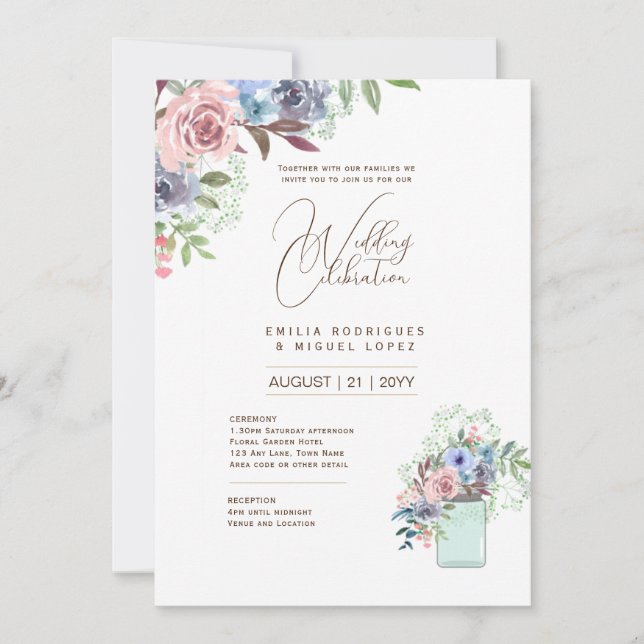 Micro Garden Wedding Theme Pretty Floral Summer  Invitation (Front)
