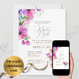 Micro Garden Wedding Theme Pretty Floral Summer Invitation