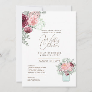 Micro Garden Wedding Theme Pretty Floral Summer Invitation