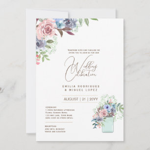 Micro Garden Wedding Theme Pretty Floral Summer Invitation