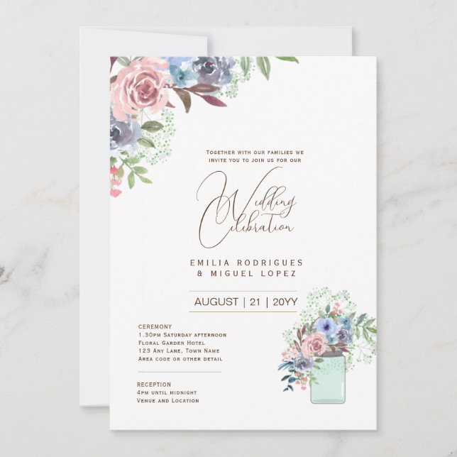 Micro Garden Wedding Theme Pretty Floral Summer  Invitation (Front)