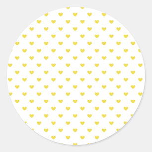 Micro Hearts Golden Yellow - White Classic Round Sticker