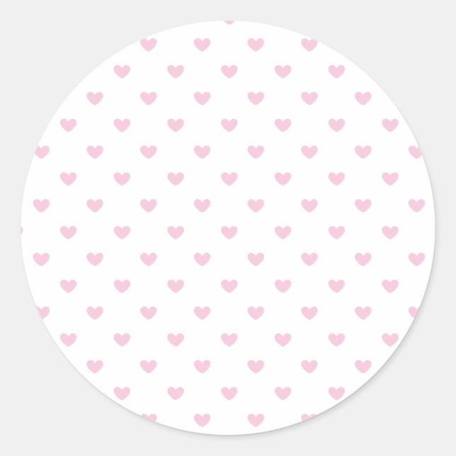 Micro Hearts Light Pink - White Classic Round Sticker (Front)