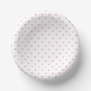 Micro Hearts Light Pink - White Paper Plate