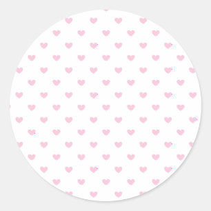 Micro Hearts Pink - White Classic Round Sticker
