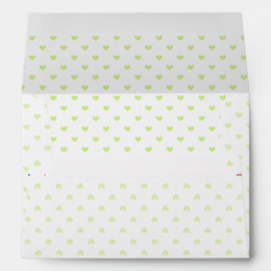Micro Hearts Spring Green - White Envelope