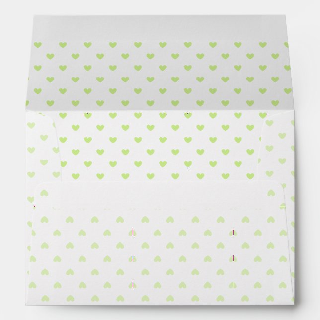 Micro Hearts Spring Green - White Envelope (Back (Bottom))