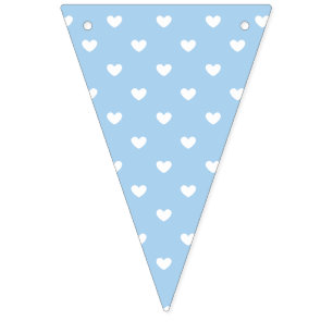 Micro Hearts White - Baby Blue Bunting
