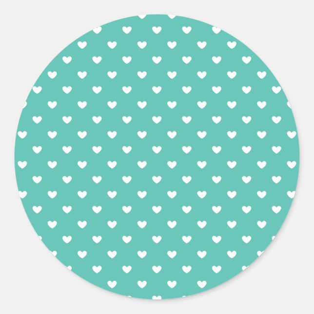 Micro Hearts White - Bluegrass Green Classic Round Sticker (Front)