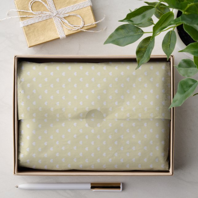 Micro Hearts White - Butter Yellow  Tissue Paper (Gift)