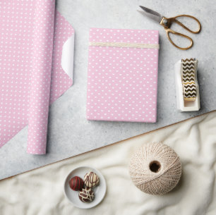 Micro Hearts White - Light Pink Wrapping Paper