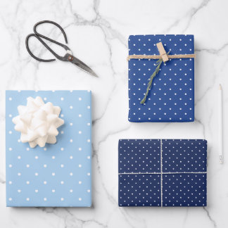 Micro Polka Dot White - 3 Blue Wrapping Paper Sheet