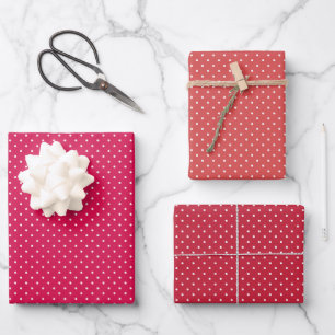 Micro Polka Dot White - 3 Red Wrapping Paper Sheet