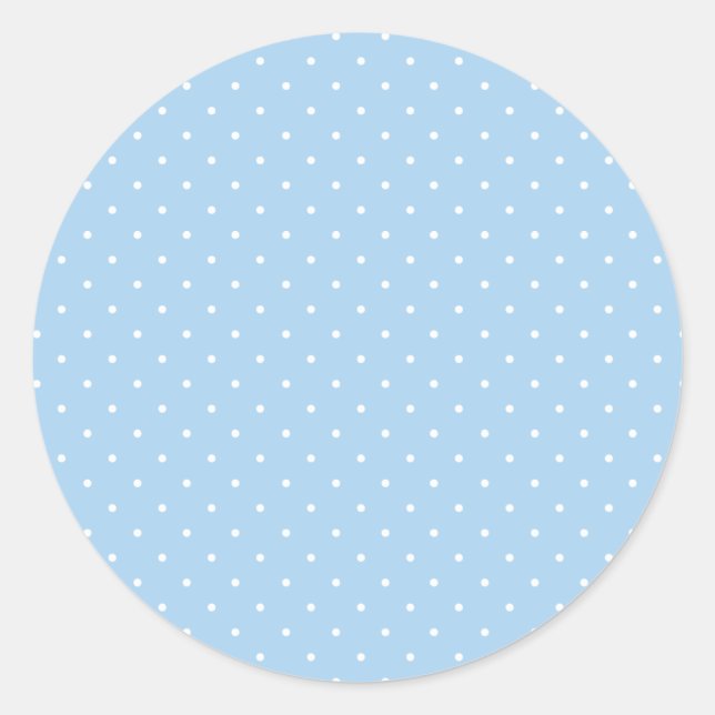 Micro Polka Dot White - Baby Blue Classic Round Sticker (Front)