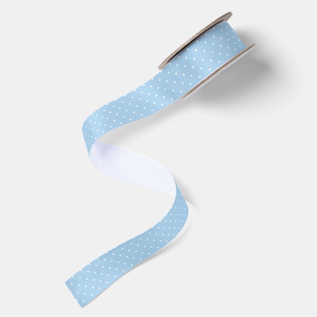 Micro Polka Dot White - Baby Blue Satin Ribbon (Front+Back)