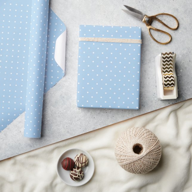 Micro Polka Dot White - Baby Blue Wrapping Paper (Crafts)