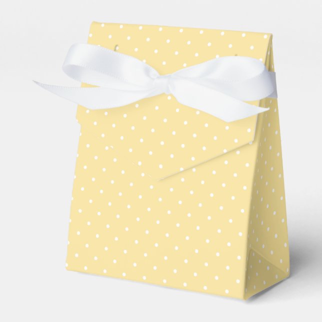 Micro Polka Dot White - Canary Yellow Favour Box (Front Side)