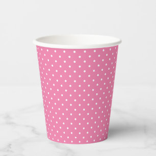 Micro Polka Dot White - Fuchsia Pink Paper Cups